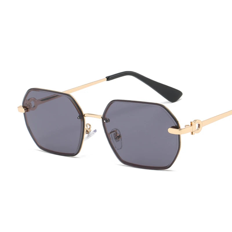 Ciclismo metal polígono óculos de sol para mulheres design de marca irregular alta qualidade condução preto quadrado tons óculos uv400
