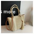 Palha tecelagem verão preguiçoso vento sacola grande capacidade moda versátil sacos feminino 2025 marca casual férias sacos de ombro