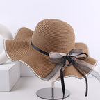 Aba ondulada elegante e versátil casual respirável arco decoração ao ar livre parque de viagem piquenique praia férias sol sombreamento chapéu