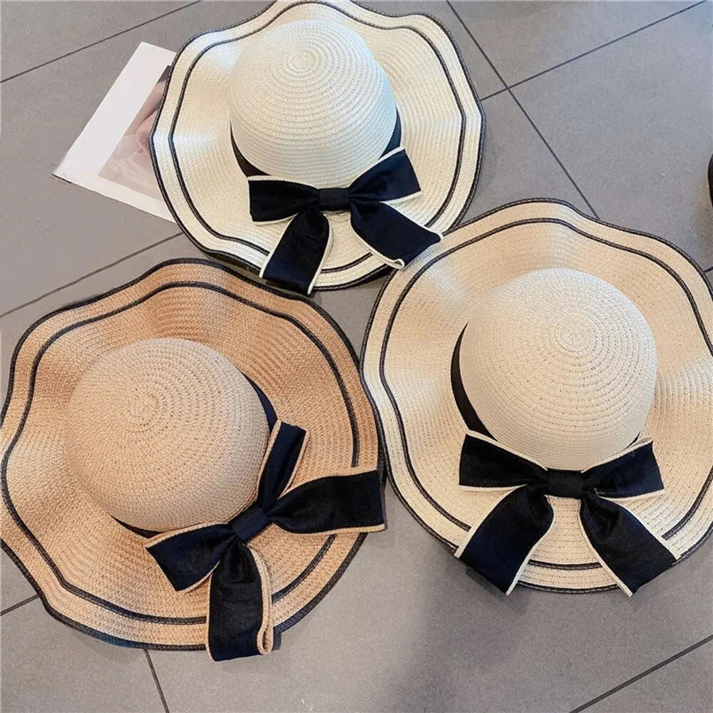 Chapéu de palha protetor solar de praia de verão para mulheres fresco rosto cobrindo viagem versátil chapéu de sol guarda-sol