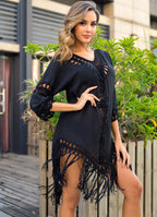 Biquíni de crochê feminino, verão, saída de biquíni, renda floral, oco, roupa de banho, roupa de praia, túnica, vestido de praia, quente