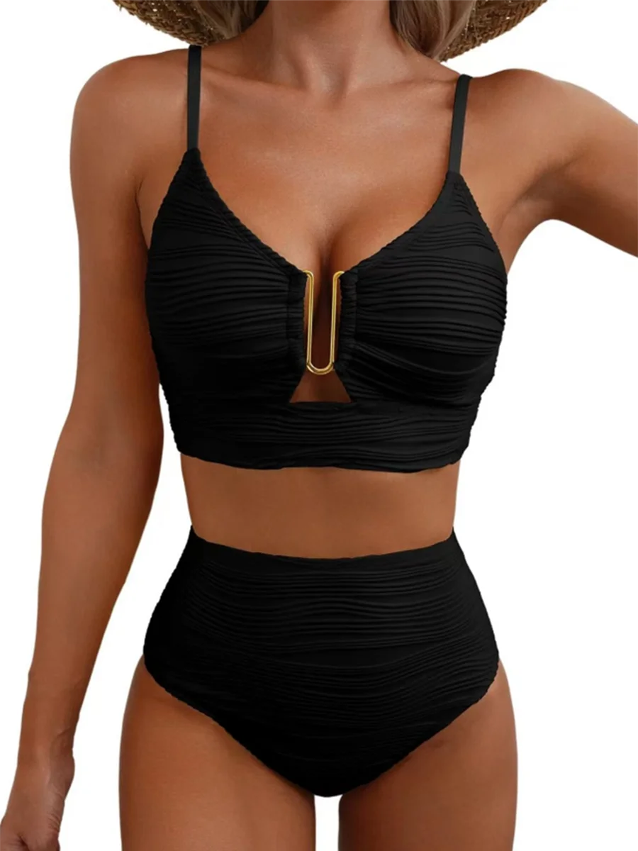 U-wire biquinis 2025 mulheres de cintura alta maiô sólido feminino beachwear verão banhistas natação terno de natação xxl