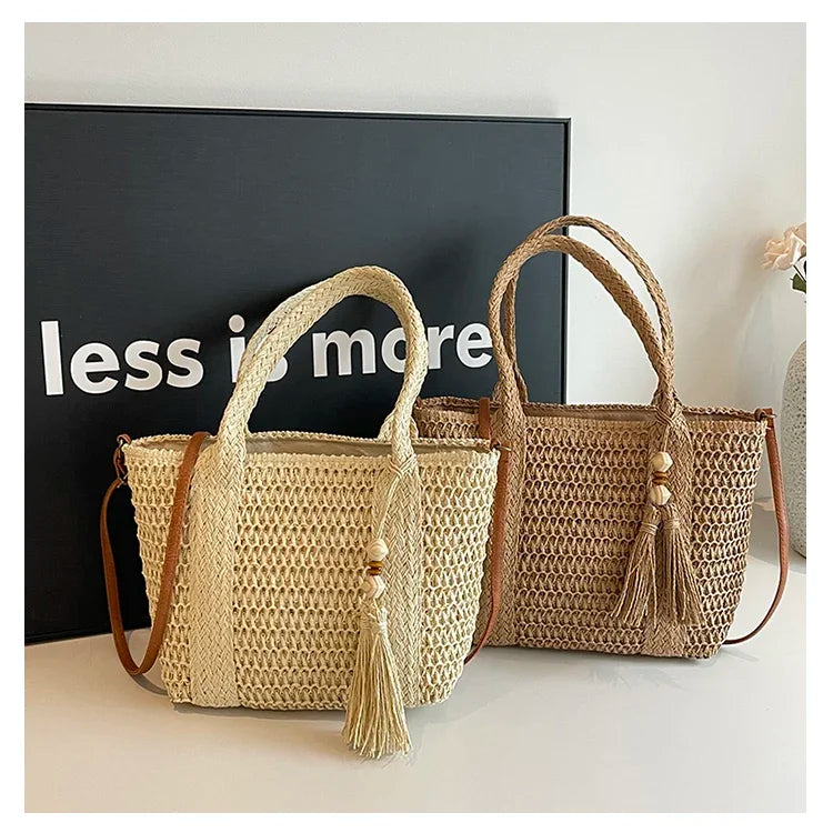 Palha tecelagem verão preguiçoso vento sacola grande capacidade moda versátil sacos feminino 2025 marca casual férias sacos de ombro