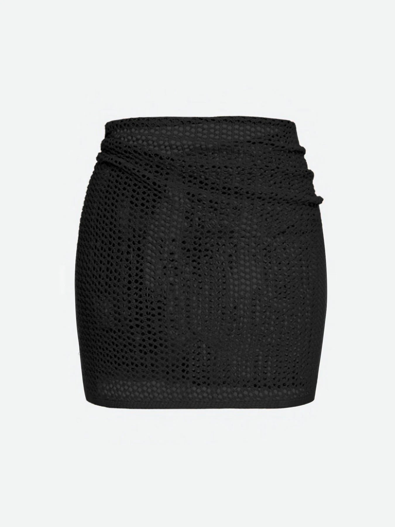 Saia curta de malha feminina com alças ocas e fenda, camisa sexy de praia para o verão