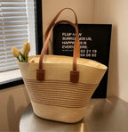 Bolsa de palha feminina verão inswind 2024 nova praia à beira-mar viagem ao ar livre férias grande capacidade bolsa de ombro