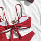 Vintage branco maiô feminino metal ostra fivela push up malha saia longa 3 peça conjunto de biquíni 2025 férias maiô