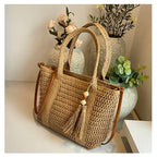 Palha tecelagem verão preguiçoso vento sacola grande capacidade moda versátil sacos feminino 2025 marca casual férias sacos de ombro