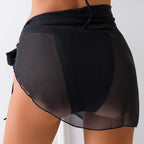 Praia bikini cobrir saia de metal escudo malha tecido envoltório em torno do vestido de praia roupa de banho feminina cobrir vestido beachwear