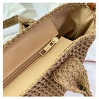 Palha tecelagem verão preguiçoso vento sacola grande capacidade moda versátil sacos feminino 2025 marca casual férias sacos de ombro