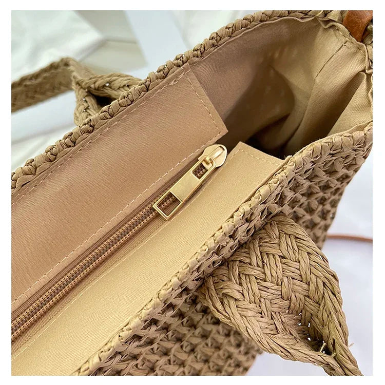 Palha tecelagem verão preguiçoso vento sacola grande capacidade moda versátil sacos feminino 2025 marca casual férias sacos de ombro