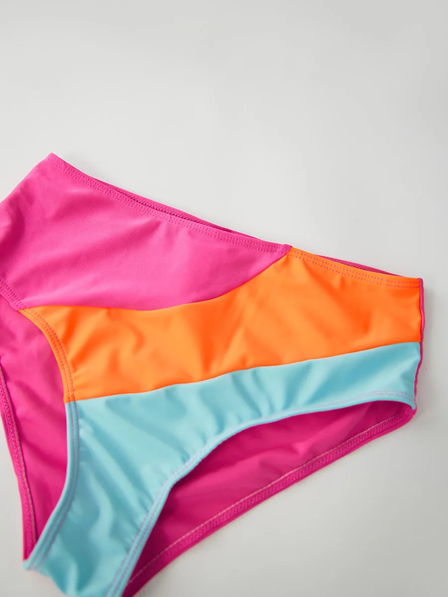 Feminino 2 peças conjunto de biquíni retalhos com decote em v sem mangas tops tanga bottoms praia maiô para mulher