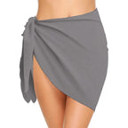 Sarongs curtos femininos para maiô, envoltório de biquíni de praia, saia curta pura, lenço de chiffon, coberturas para roupas de banho