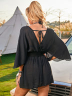 Sexy roupa de banho com decote em v maiô feminino sem costas praia cobrir sarong túnica beach wear férias roupa de banho beach wear