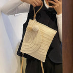 Bolsa de ombro crossbody de palha artesanal para meninas envelope tecido verão pequena bola de cabelo cluth