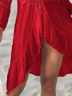 Verão crochê boho praia maiô bikini cobrir rendas hairball blusa longa oco para fora aberto frente cover-up espanador quimono