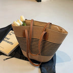 Bolsa de palha feminina verão inswind 2024 nova praia à beira-mar viagem ao ar livre férias grande capacidade bolsa de ombro