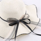 Aba ondulada elegante e versátil casual respirável arco decoração ao ar livre parque de viagem piquenique praia férias sol sombreamento chapéu