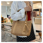 Palha tecelagem verão preguiçoso vento sacola grande capacidade moda versátil sacos feminino 2025 marca casual férias sacos de ombro