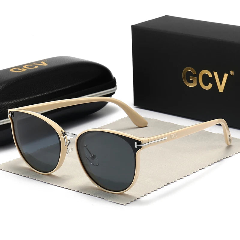 2025 gcv polarizado senhora óculos de sol olho de gato moda óculos de sol mulher de luxo marca ultraleve quadro turismo festa leisu