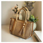 Palha tecelagem verão preguiçoso vento sacola grande capacidade moda versátil sacos feminino 2025 marca casual férias sacos de ombro