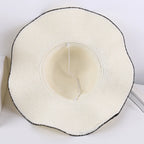 Aba ondulada elegante e versátil casual respirável arco decoração ao ar livre parque de viagem piquenique praia férias sol sombreamento chapéu