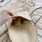 Bolsa de ombro crossbody de palha artesanal para meninas envelope tecido verão pequena bola de cabelo cluth