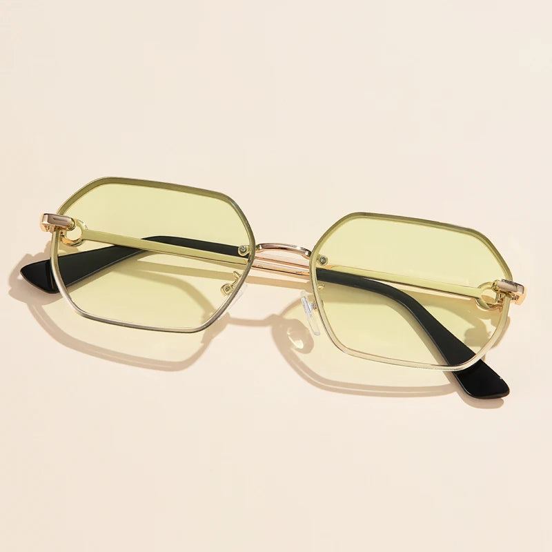 Ciclismo metal polígono óculos de sol para mulheres design de marca irregular alta qualidade condução preto quadrado tons óculos uv400