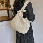 Moda rattan mulheres sacos de ombro tecido bolsas femininas grande capacidade verão praia sacos palha casual tote bolsas