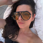 2025 nova moda grande quadro piloto amarelo óculos de sol das mulheres dos homens marca vintage punk ao ar livre praia óculos de sol feminino