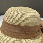 2025 verão feminino grande arco chapéu de palha portátil dobrável férias praia viseiras de sol mão tecido cor sólida feminino pára-sol bonnet boné