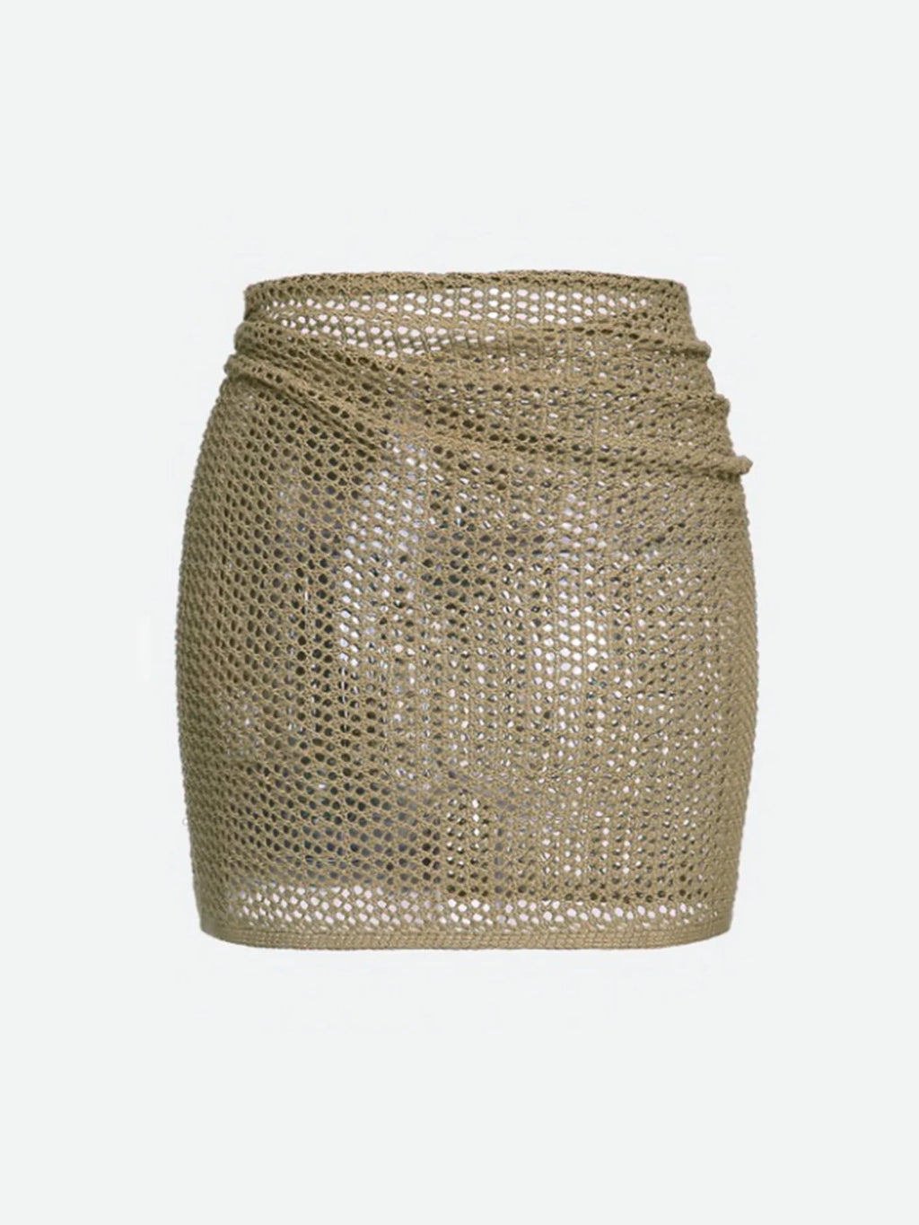 Saia curta de malha feminina com alças ocas e fenda, camisa sexy de praia para o verão