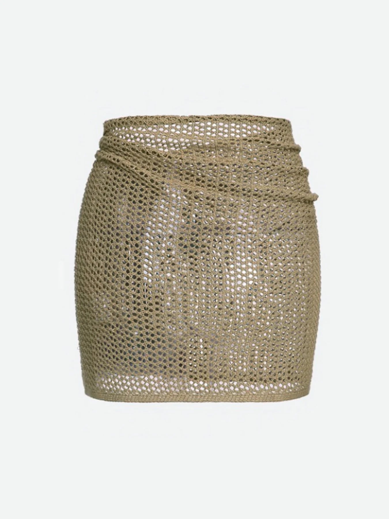 Saia curta de malha feminina com alças ocas e fenda, camisa sexy de praia para o verão