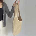 Moda rattan mulheres sacos de ombro tecido bolsas femininas grande capacidade verão praia sacos palha casual tote bolsas