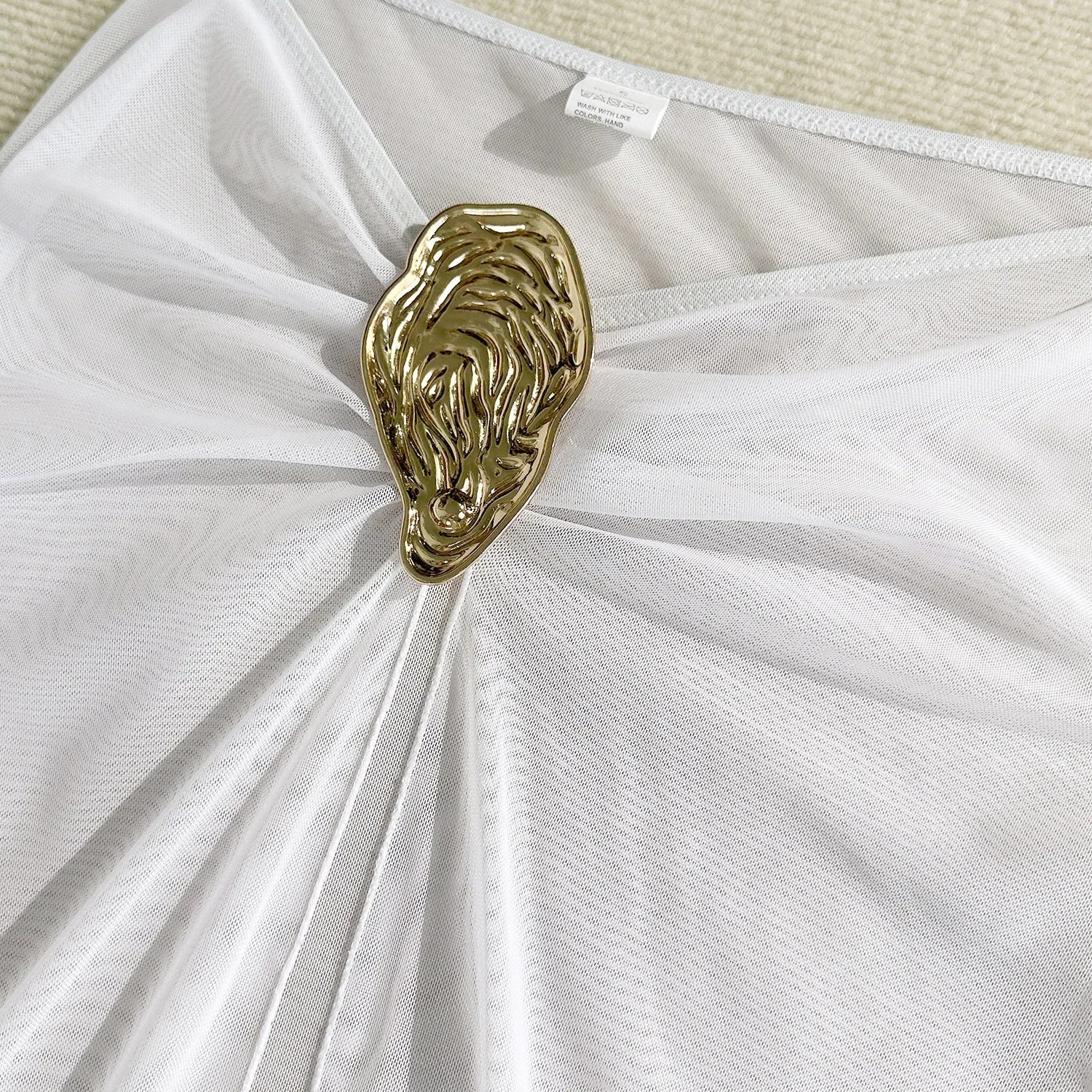 Vintage branco maiô feminino metal ostra fivela push up malha saia longa 3 peça conjunto de biquíni 2025 férias maiô