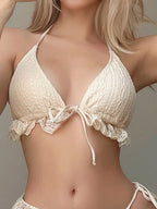 2025 novo sexy de três peças maiô feminino apertado push-up banho verão sólido conjunto biquíni brasileiro beachwear festa maiô