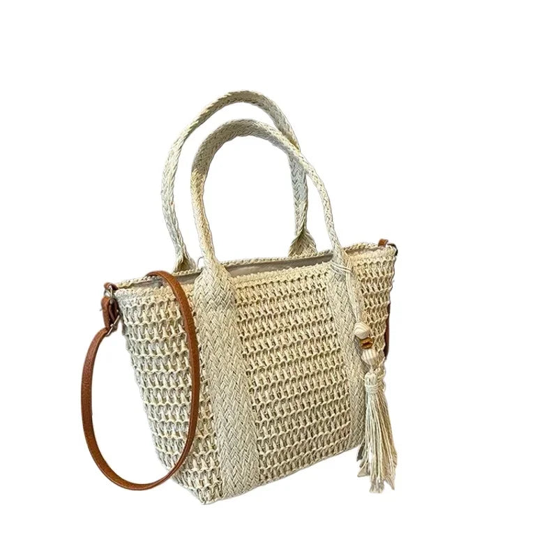 Palha tecelagem verão preguiçoso vento sacola grande capacidade moda versátil sacos feminino 2025 marca casual férias sacos de ombro