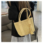 Palha tecelagem verão preguiçoso vento sacola grande capacidade moda versátil sacos feminino 2025 marca casual férias sacos de ombro