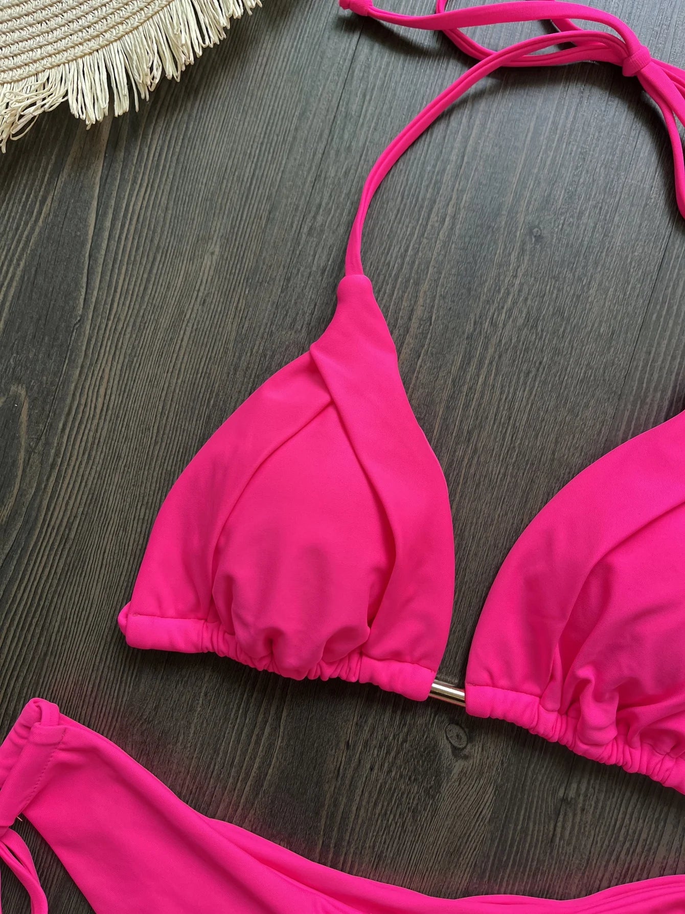 2025 novo sexy triângulo maiô para mulheres biquinis brasileiros halter banho push up maiô corrente de metal praia conjunto biquíni