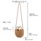 Saco de palha tecido à mão das mulheres, lua-forma, laço, rattan, grande capacidade, cordão, casual, praia, ombro, crossbody