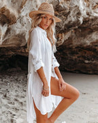 Camisas de praia bikini cover ups para mulheres auto cinto quimono vestido elegante maiô cobre férias fatos de banho beachwear