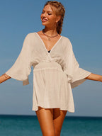 Sexy roupa de banho com decote em v maiô feminino sem costas praia cobrir sarong túnica beach wear férias roupa de banho beach wear