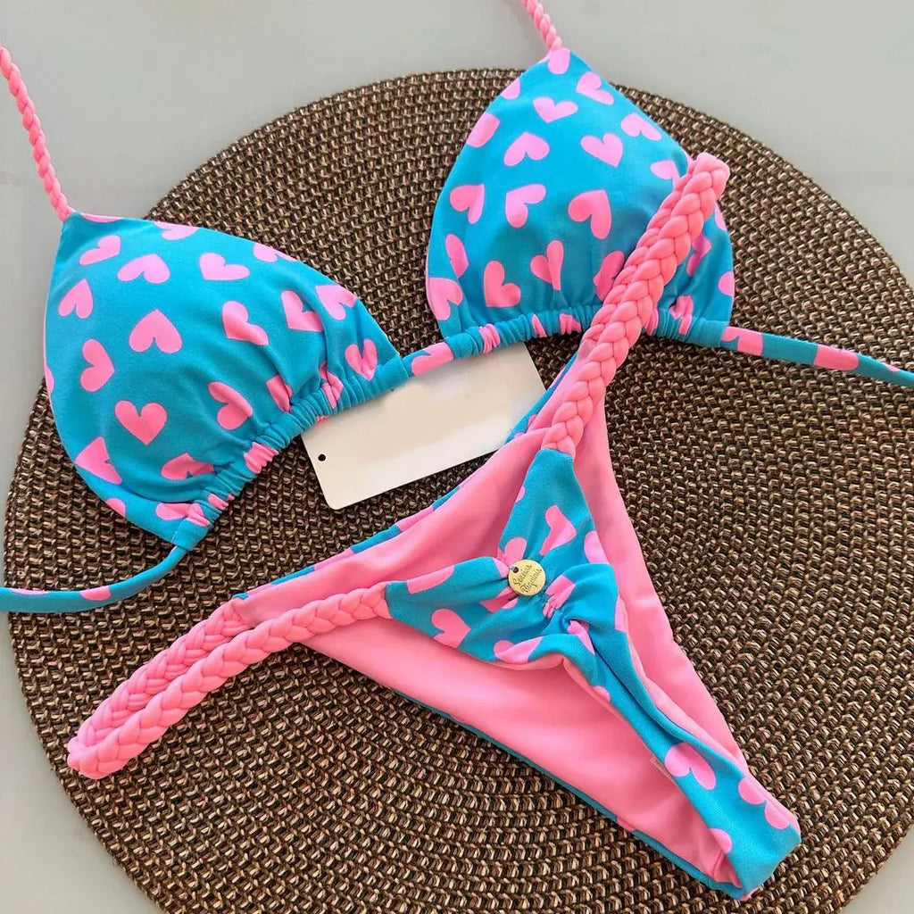 Novo sexy feminino biquíni praia férias maiô conjunto de duas peças