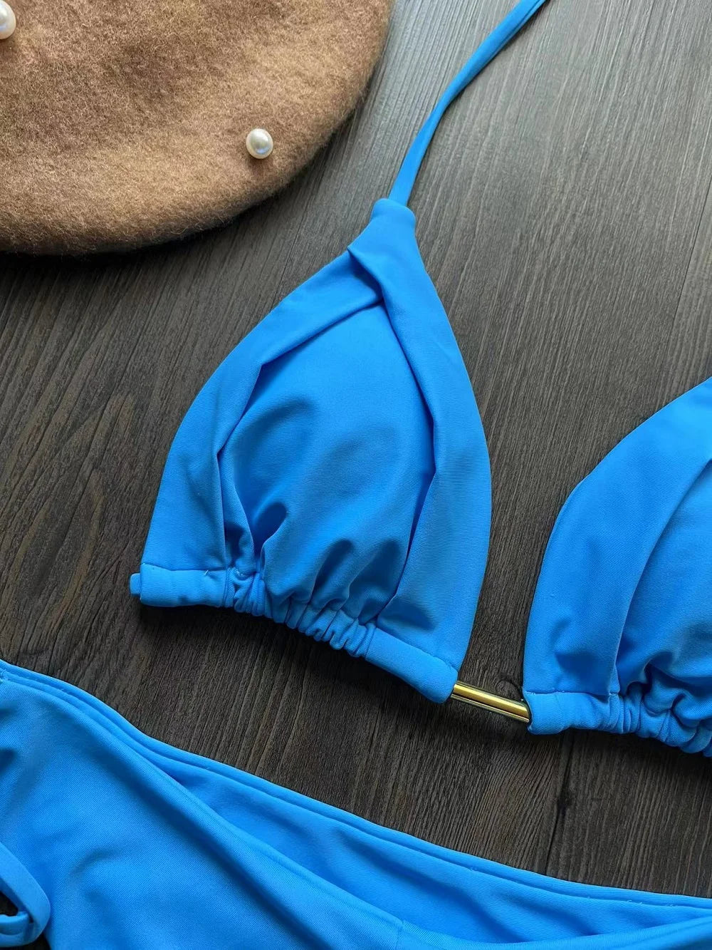 2025 novo sexy triângulo maiô para mulheres biquinis brasileiros halter banho push up maiô corrente de metal praia conjunto biquíni