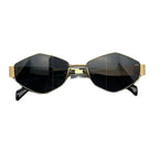 Metal pequeno quadro poligonal óculos de sol feminino moda punk losango óculos de sol para mulher na moda 2024 vintage diamante eyewear