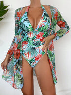 Maiô + Quimono Tropical Bloom Areezi - Conjunto