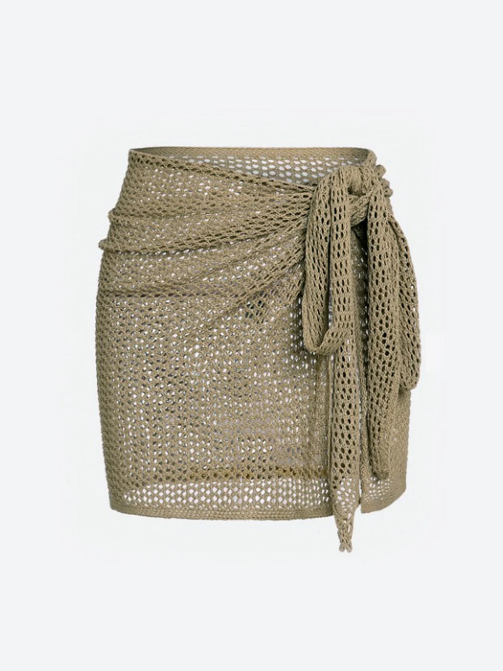 Saia curta de malha feminina com alças ocas e fenda, camisa sexy de praia para o verão