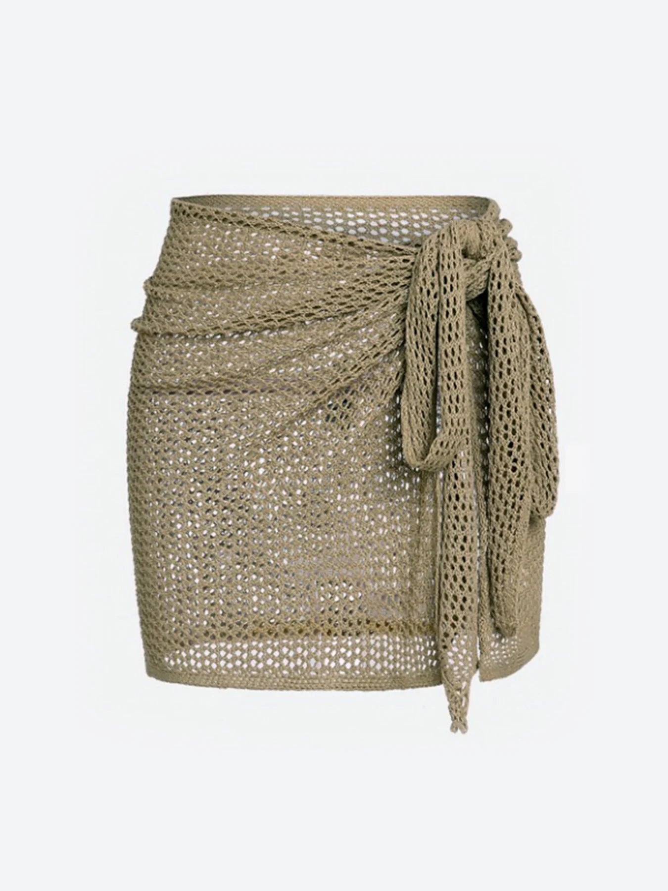 Saia curta de malha feminina com alças ocas e fenda, camisa sexy de praia para o verão