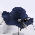 Aba ondulada elegante e versátil casual respirável arco decoração ao ar livre parque de viagem piquenique praia férias sol sombreamento chapéu