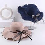 Aba ondulada elegante e versátil casual respirável arco decoração ao ar livre parque de viagem piquenique praia férias sol sombreamento chapéu