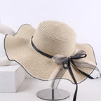 Aba ondulada elegante e versátil casual respirável arco decoração ao ar livre parque de viagem piquenique praia férias sol sombreamento chapéu